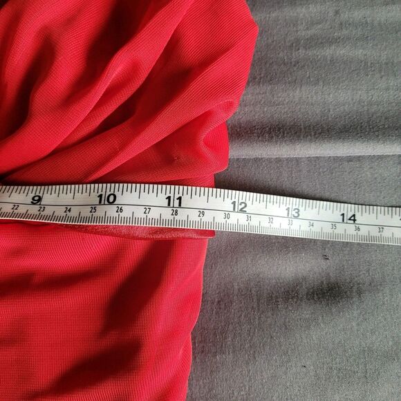 Ruby Rox Y2K Mesh Babydoll Red Midi Dress Sz Medium Asymmetrical Romantic Fairy - Picture 6 of 11